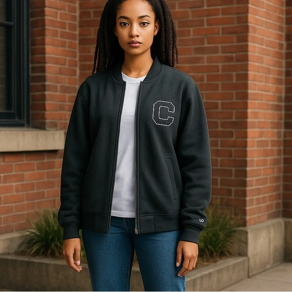 Champion | Heritage Black Full Zip Jacket Small Unisex Fleece - Picture 4 of 9